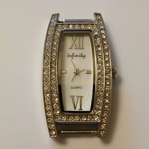 Infinity Women's Rhinestone Bezel Silver Tone Japan Quartz Movt Watch Case